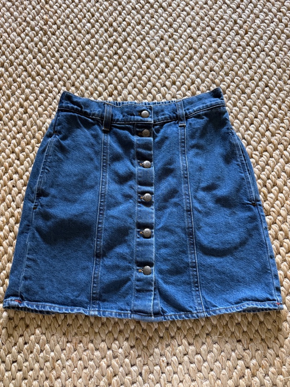 XiRena Denim Button-Front Mini Skirt